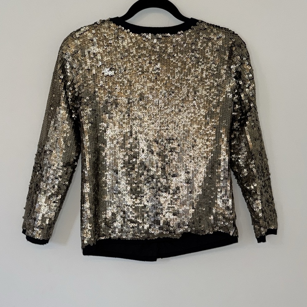 Mango Sequined Beaded Silver Metallic Cardigan Bl… - image 3